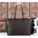 Fendi Practical Signature FF Fabric Roll Bag 8BH185 Brown VS00114
