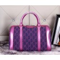 Gucci 247205 Vintage Web Denim Canvas Boston Bags Purple VS06315