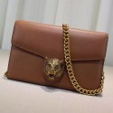 Gucci Animalier Leather Chain Purse Brown 414984 VS01363