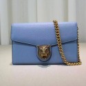 Gucci Animalier Leather Chain Purse Skyblue 414984 VS09561