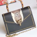 Gucci Animalier Leather Top Handle Bag Black 450628 VS00810