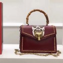 Gucci Animalier Leather Top Handle Bag Burgundy 450628 VS01212