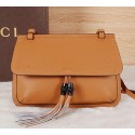 Gucci Bamboo Daily Leather Flap Shoulder Bags 370815 Wheat VS04839