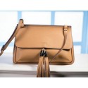 Gucci Bamboo Daily Leather Flap Shoulder Bags 370826 Wheat VS09281