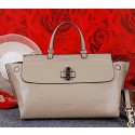 Gucci Bamboo Daily Leather Top Handle Bag 370830 Grey VS02505