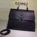Gucci Bamboo Daily Leather Top Handle Bag Black 370830 VS01783