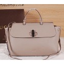 Gucci Bamboo Daily Leather Top Handle Bags 370830 Grey VS08802
