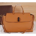 Gucci Bamboo Daily Leather Top Handle Bags 370830 Wheat VS05685