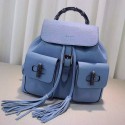 Gucci Bamboo Leather Backpack Skyblue 370833 VS01322