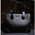 Gucci Bright Diamante Leather Top Handle Bag 354231 Black VS02143