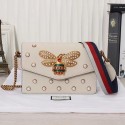 Gucci Broadway Pearly Bee Shoulder Bag White 443168 VS03925