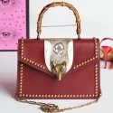 Gucci Broche Glossy Leather Top Handle Bag Burgundy 466434 VS09631