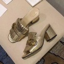 Gucci Calf Leather Mid-heel Slide Gold 453495 VS07209