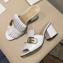 Gucci Calf Leather Mid-heel Slide White 453495 VS09452