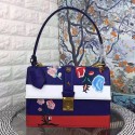 Gucci Cat Lock Leather Top Handle Bag 421998 Blue&White VS08966