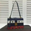 Gucci Cat Lock Leather Top Handle Bag Blue 421997 VS06125