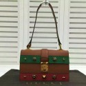 Gucci Cat Lock Leather Top Handle Bag Brown 421997 VS00757