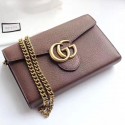 Gucci GG Marmont Leather Mini Chain Bag Brown 401232 VS04046