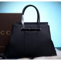 Gucci Lady Bamboo Leather Top Handle Bag 370815 Black VS00034