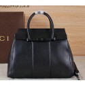 Gucci Lady Bamboo Leather Top Handle Bag 370826 Black VS00059