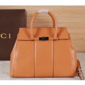 Gucci Lady Bamboo Leather Top Handle Bag 370826 Wheat VS02279