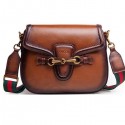 Gucci Lady Web Calfskin Leather Shoulder Bags 383848 Brown VS01090