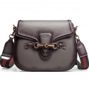 Gucci Lady Web Calfskin Leather Shoulder Bags 383848 Grey VS04263