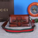 Gucci Lady Web Leather Convertible Wallet 382275 Brown VS09155