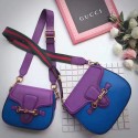 Gucci Lady Web Leather Shoulder Bag Blue and Purple 380573 VS04833