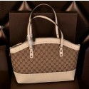 Gucci Laidback Crafty Canvas Top Handle Bags 339002 Beige VS08545