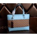 Gucci Laidback Crafty Canvas Tote Bags 339000 SkyBlue VS05537