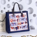 Gucci Large Horse Frame Print Tote Bag 387098 Blue VS01174
