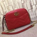 Gucci Matelasse Chevron Leather Shoulder Bag Red 443499 VS00791