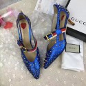 Gucci Metallic Studded Pump Blue 452145 VS06053