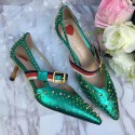 Gucci Metallic Studded Pump Green 452145 VS05715
