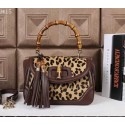 Gucci New Bamboo Top Handle Bag Horse Hair 308364 Brown VS05406