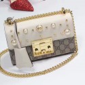 Gucci Padlock Studded GG Supreme Shoulder Bag White 432182 VS00478