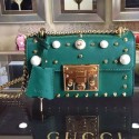 Gucci Padlock Studded Leather Shoulder Bag Green 432182 VS08460
