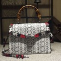 Gucci Python Pattern Leather Bamboo Top Handle Bag White 443682 VS00420