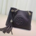 Gucci Soho Leather Chain Strap Shoulder Bag Black 387043 VS00561