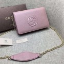 Gucci Soho Leather Mini Chain Bag Pink 407041 VS09429