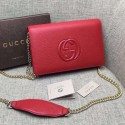 Gucci Soho Leather Mini Chain Bag Red 407041 VS03488