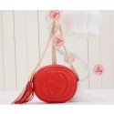 Gucci Soho Original Leather mini Chain Bag 353965 Red VS05266