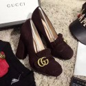 Gucci Suede Fringe Pump Coffee 408206 VS05200