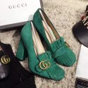 Gucci Suede Fringe Pump Green 408206 VS02947