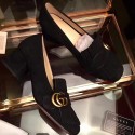 Gucci Suede Mid-heel Pump Black 461947 VS09591