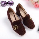 Gucci Suede Mid-heel Pump Coffee 461947 VS07057