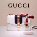 Gucci Sylvie Leather Shoulder Bag 421822 White VS02559