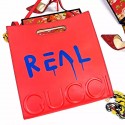Gucci XL Red Leather GucciGhost Tote with Real Print 414476 VS09749