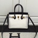 Hermes Birkin 25 Tote Bag Black and White Croco Leather HBC12 VS04475